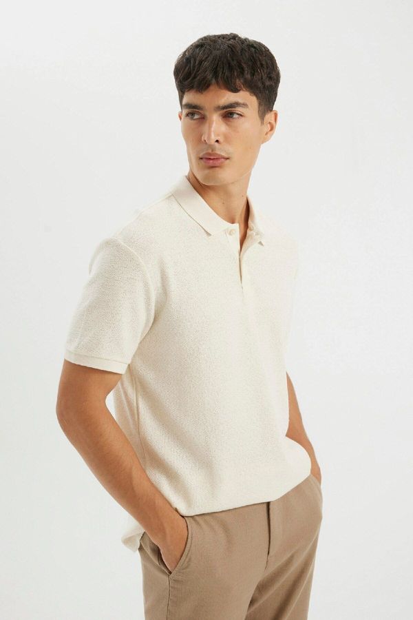 DEFACTO DEFACTO Regular Fit Short Sleeve Crepe Polo Shirt