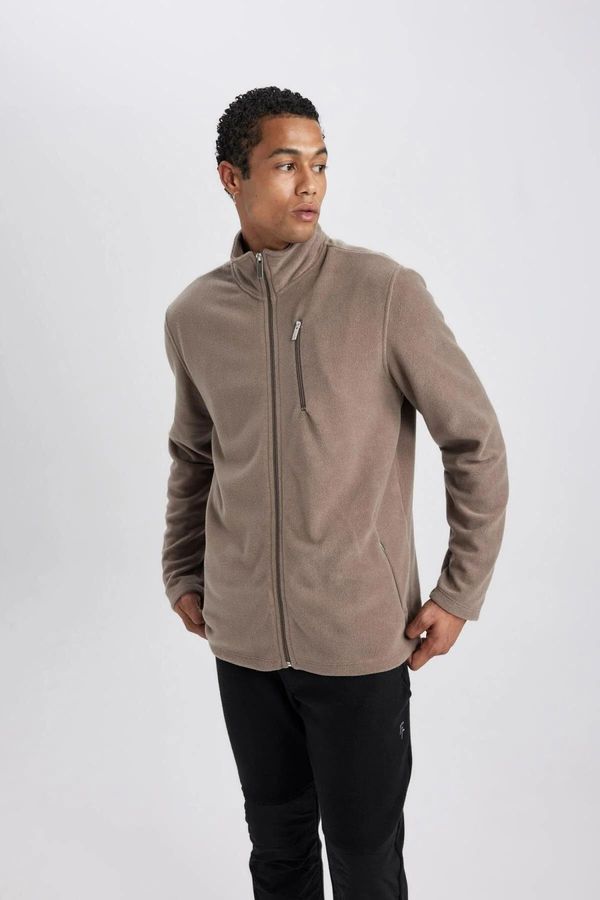 DEFACTO DEFACTO Regular Fit Stand Collar Polar Fleece Cardigan