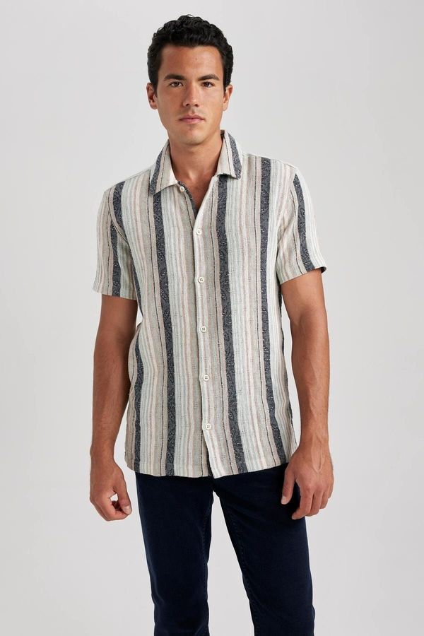 DEFACTO DEFACTO Regular Fit Striped Cotton Short Sleeve Shirt