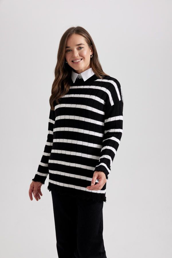 DEFACTO DEFACTO Regular Fit Striped Sweater Tunic