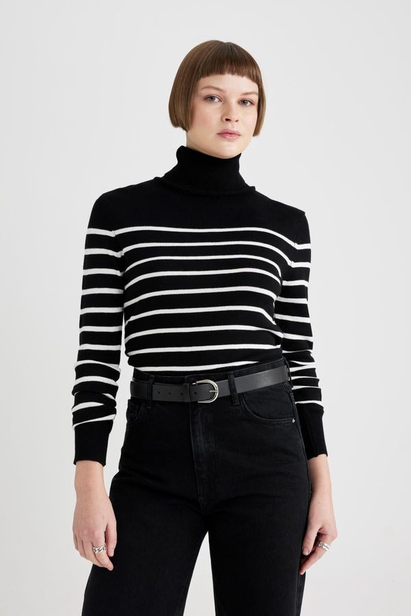 DEFACTO DEFACTO Regular Fit Striped Turtleneck Sweater