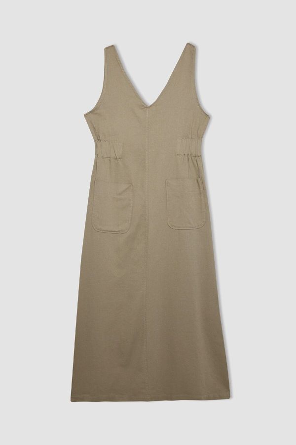 DEFACTO DEFACTO Regular Fit V Neck Gabardine Sleeveless Dress