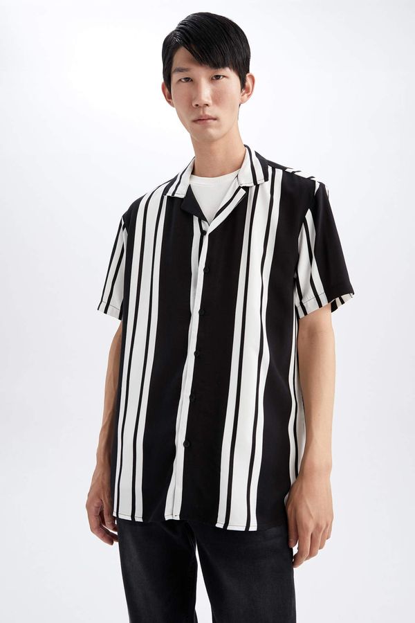 DEFACTO DEFACTO Regular Fit viscose Striped Short Sleeve Shirt