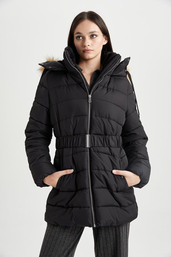 DEFACTO DEFACTO Regular Fit Water Repellent Hooded Faux Für Coat