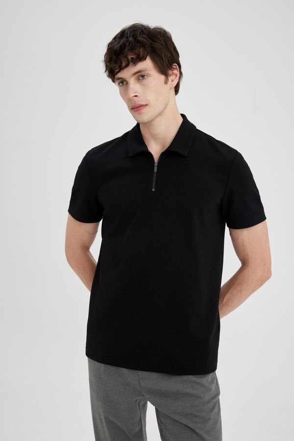 DEFACTO DEFACTO Regular Fit Zipper Collar Short Sleeve Polo T-Shirt