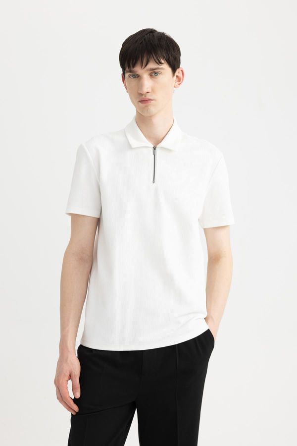 DEFACTO DEFACTO Regular Fit Zipper Collar Short Sleeve Polo T-Shirt