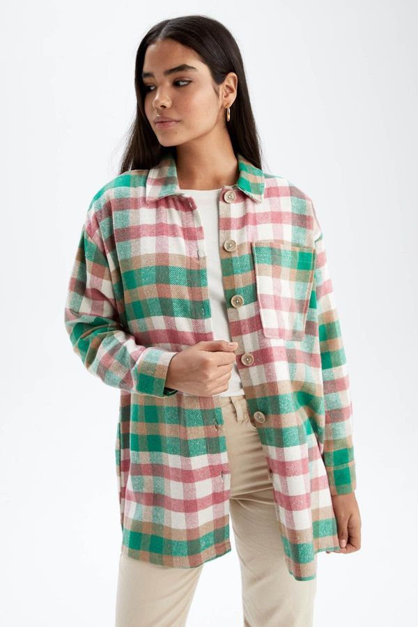 DEFACTO DEFACTO Relax Fit Checkered Flannel Long Sleeve Shirt Tunic