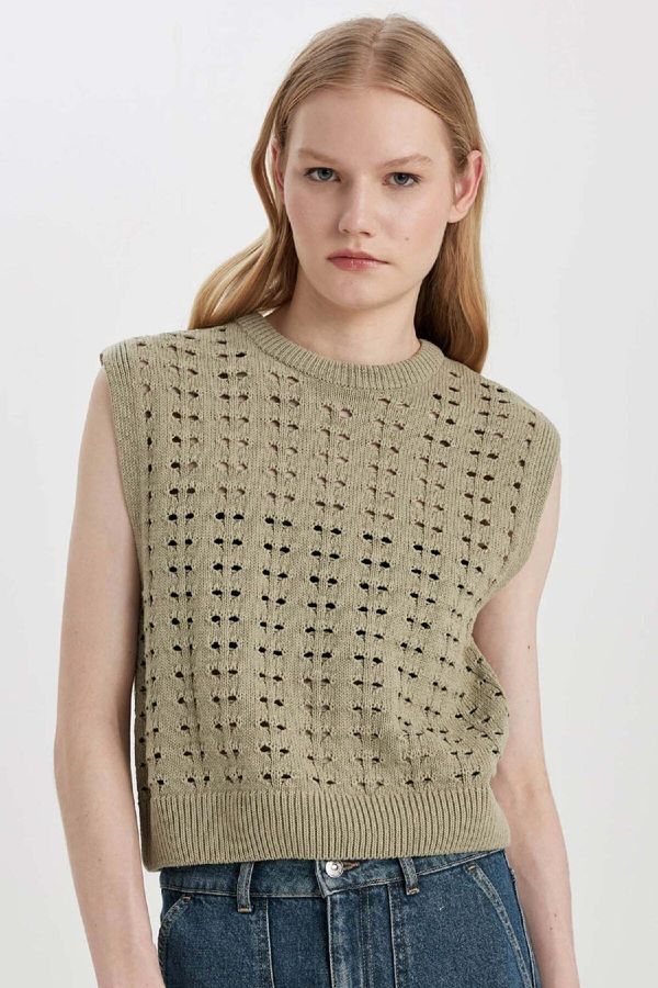 DEFACTO DEFACTO Relax Fit Crew Neck Crochet Sweater