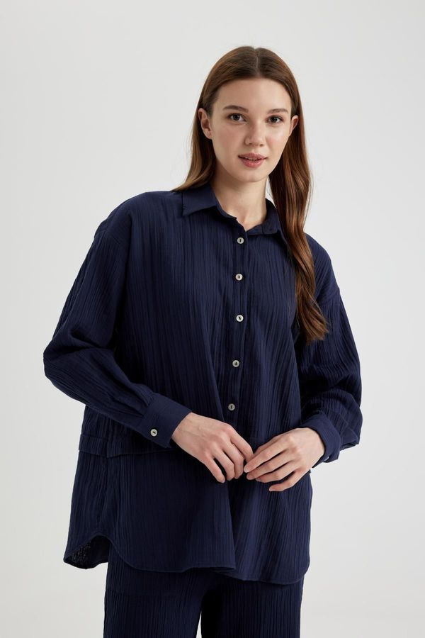 DEFACTO DEFACTO Relax Fit Muslin Long Sleeve Shirt Tunic