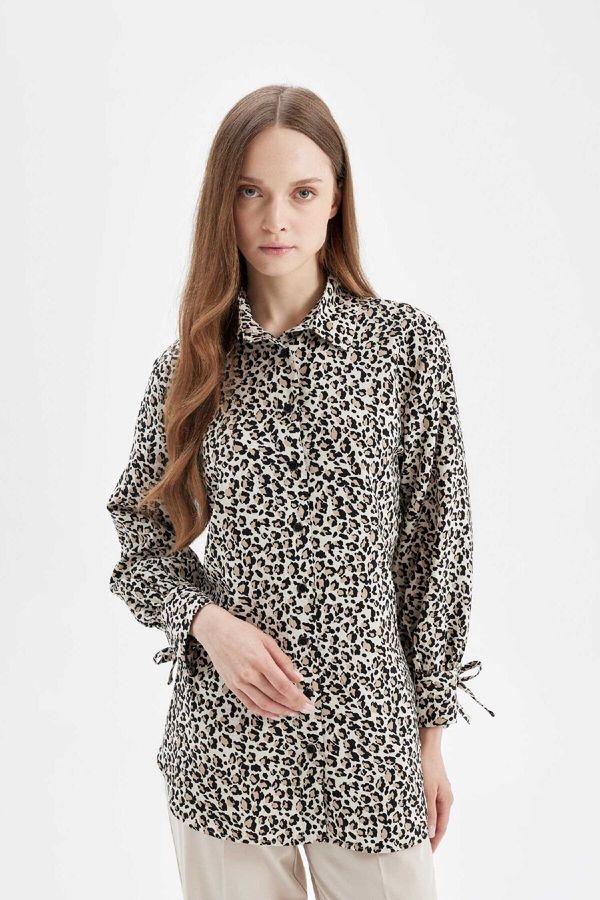 DEFACTO DEFACTO Relax Fit Patterned Long Sleeve Shirt Tunic