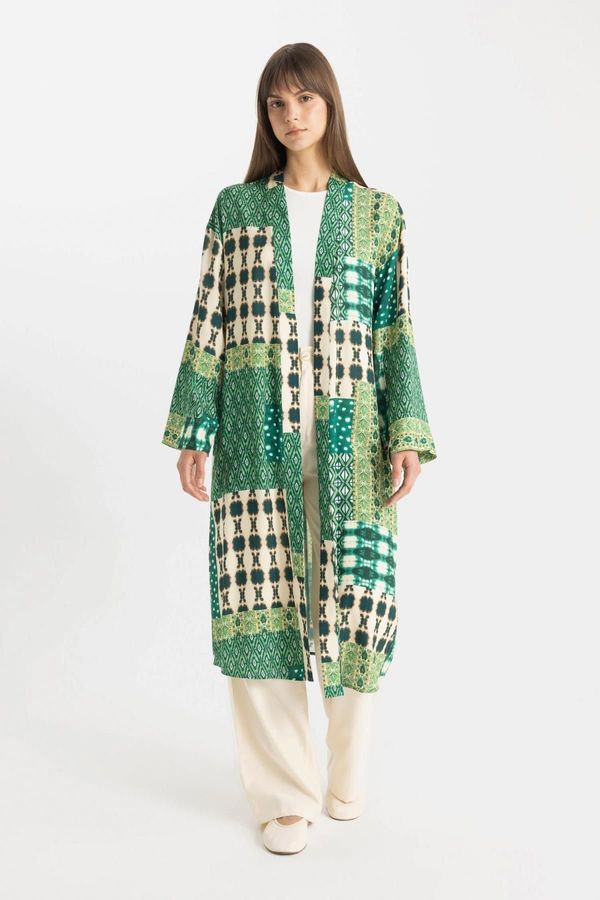 DEFACTO DEFACTO Relax Fit Patterned Long Viscose Kimono