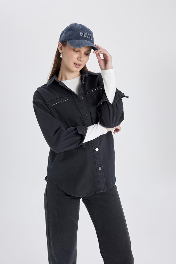 DEFACTO DEFACTO Relax Fit Shirt Collar Gabardine Long Sleeve Tunic