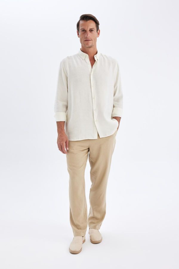 DEFACTO DEFACTO Relax Fit Skinny Leg Linen Blend Trousers