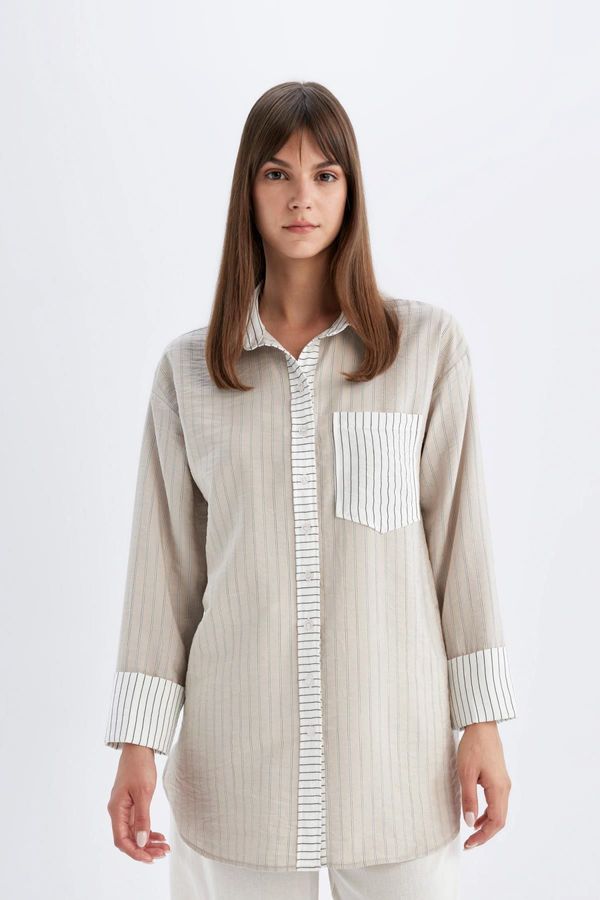 DEFACTO DEFACTO Relax Fit Striped Long Sleeve Shirt Tunic