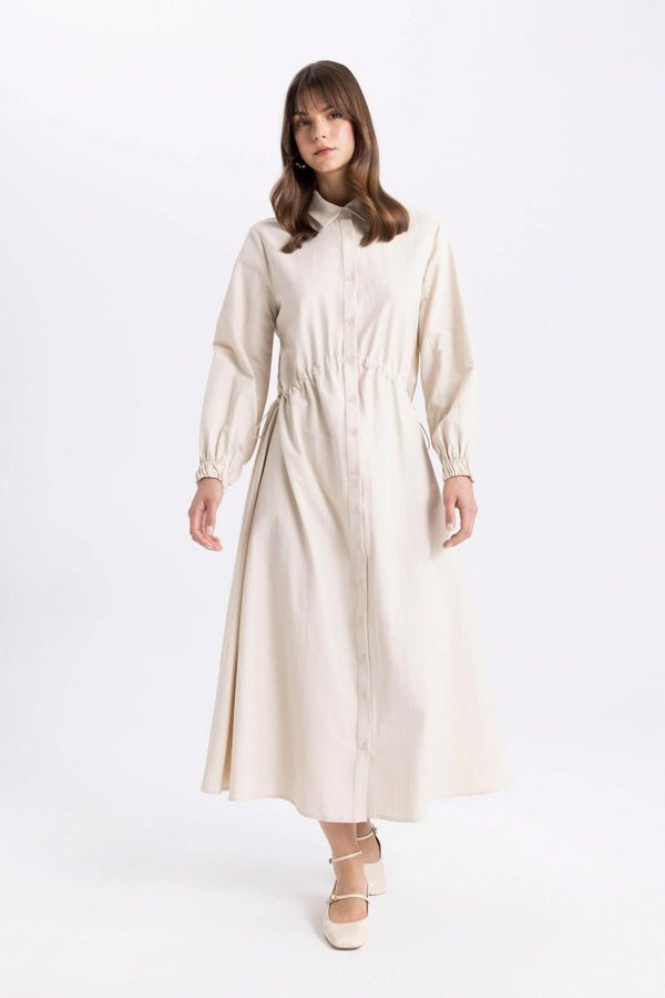 DEFACTO DEFACTO Shirt Collar Poplin Long Sleeve Maxi Dress