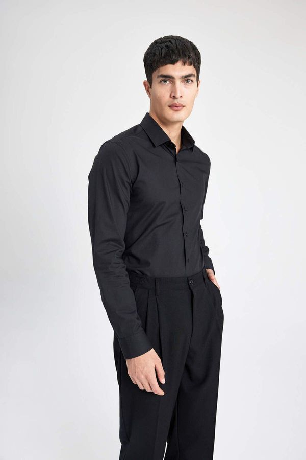 DEFACTO DEFACTO Slim Fit Italian Collar Non Iron Long Sleeve Shirt