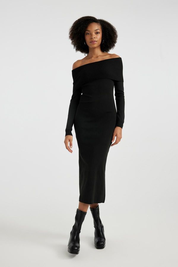 DEFACTO DEFACTO Slim Fit Open Shoulder Long Sleeve Dress