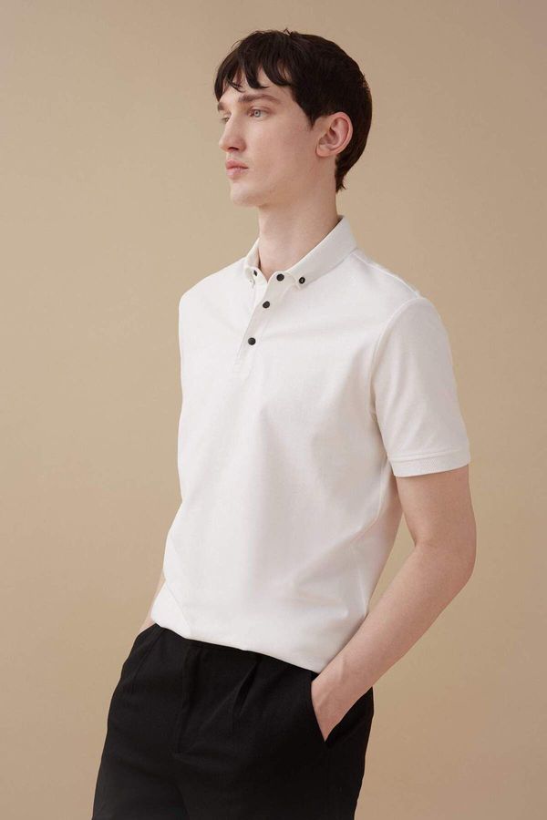 DEFACTO DEFACTO Slim Fit Polo Neck Basic Short Sleeve Cotton Combed T-Shirt