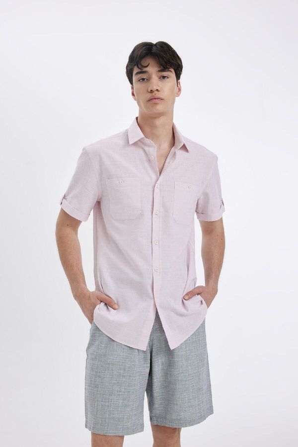 DEFACTO DEFACTO Slim Fit Poplin Short Sleeve Shirt