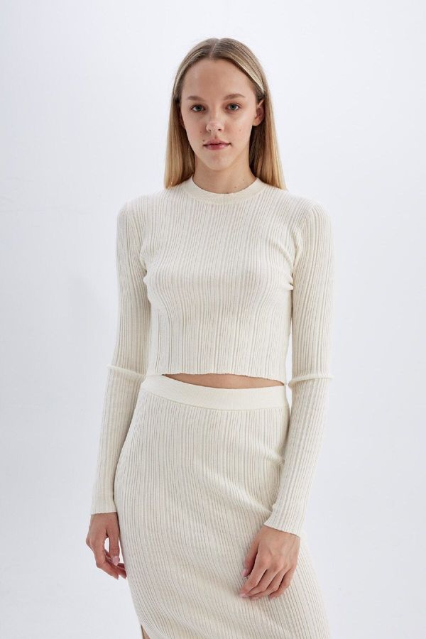 DEFACTO DEFACTO Slim Fit Slim Fit Crew Neck Knitwear Sweater