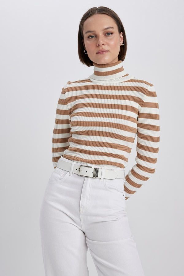 DEFACTO DEFACTO Slim Fit Striped Turtleneck Sweater