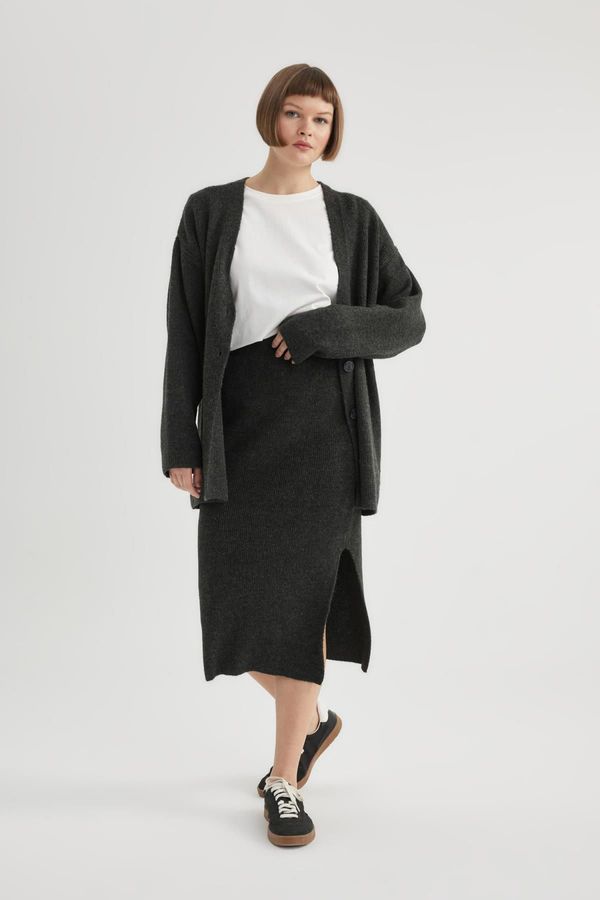 DEFACTO DEFACTO Slit Knitwear Midi Skirt