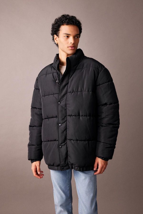 DEFACTO DEFACTO Stand Collar Puffer Jacket with Zipper and Snap Pocket