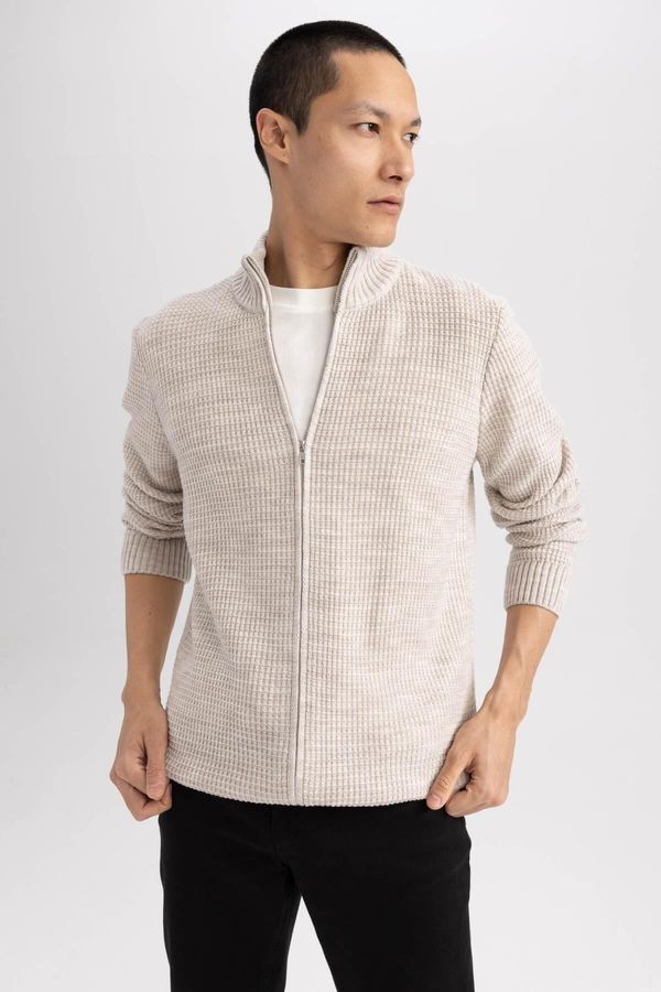 DEFACTO DEFACTO Standard Fit Half Turtleneck Waffle Cardigan