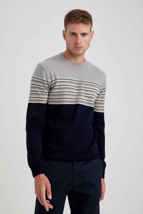 DEFACTO DEFACTO Standard Fit Patterned Crew Neck Sweater