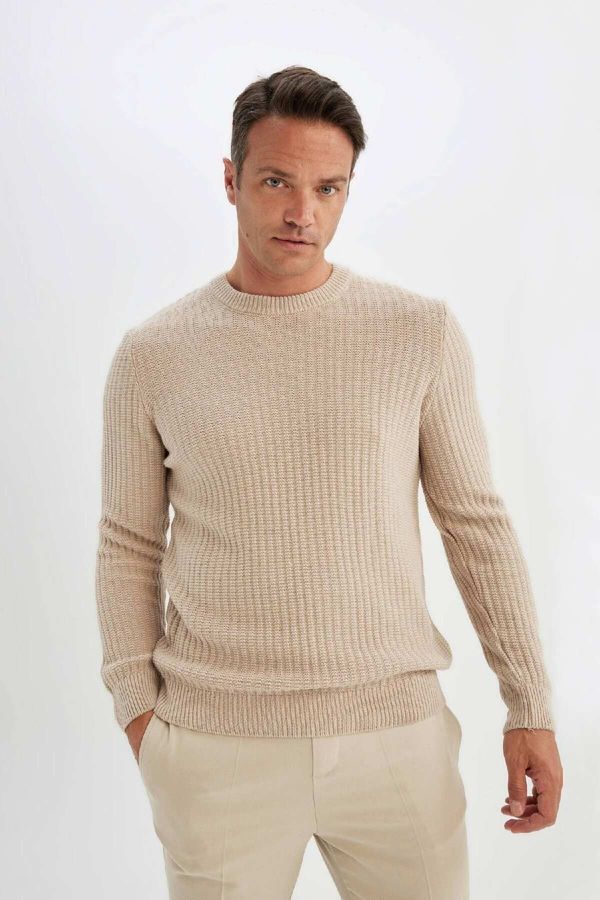 DEFACTO DEFACTO Standard Fit Regular Cut Crew Neck Jacquard Aviator Knitwear Sweater