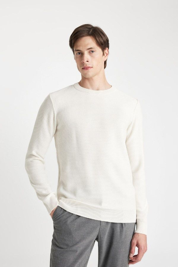 DEFACTO DEFACTO Standard Fit Regular Cut Crew Neck Textured Knit Sweater