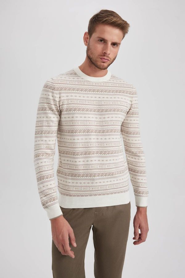 DEFACTO DEFACTO Standard Fit Regular Cut Patterned Crew Neck Knitwear Sweater