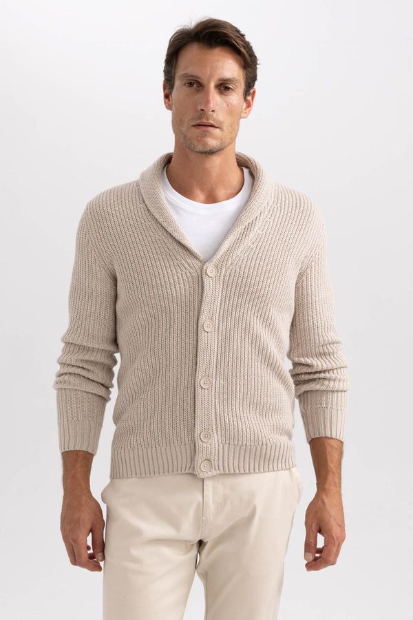 DEFACTO DEFACTO Standard Fit Shawl Collar Knitted Cardigan