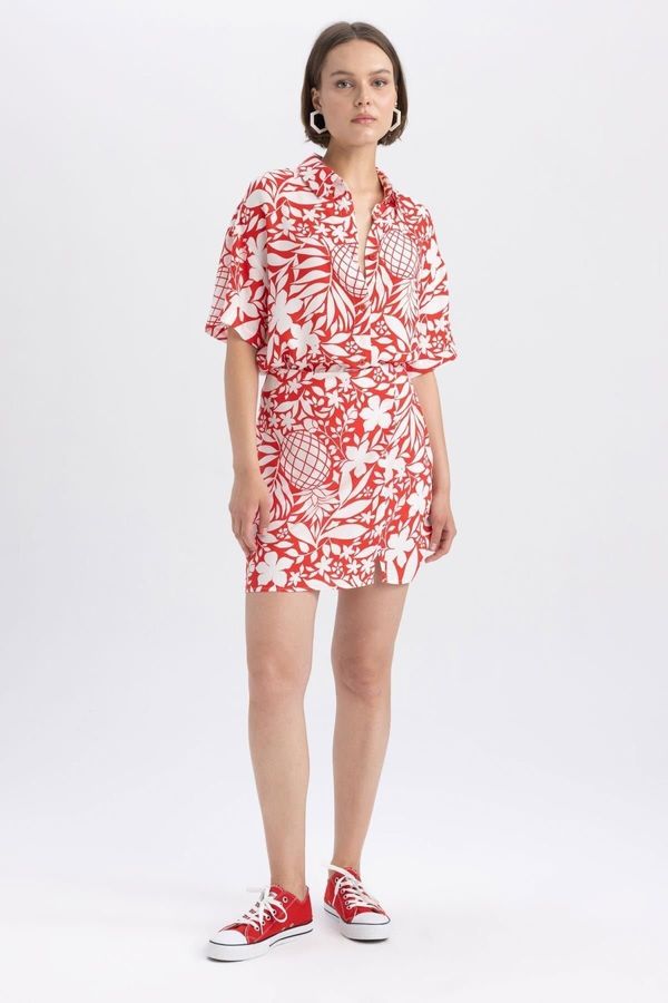 DEFACTO DEFACTO Tropical Patterned Mini Short Skirt