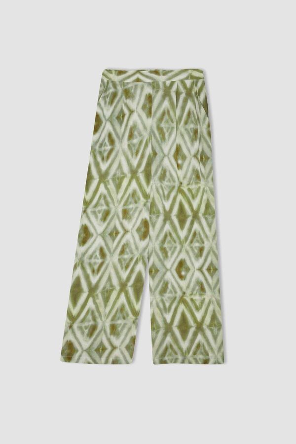 DEFACTO DEFACTO Viscose Trousers Relax Fit Patterned Pocket Wide Leg Crinkle