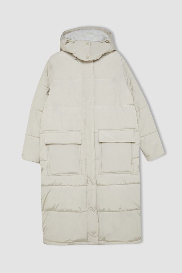 DEFACTO DEFACTO Water Repellent Oversize Wide Cut Hooded Long Coat Parka