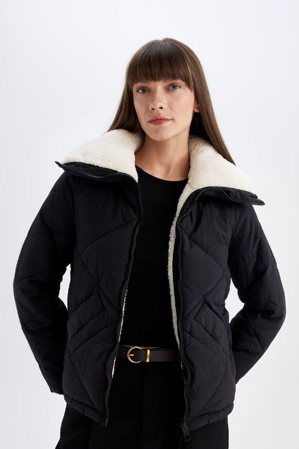 DEFACTO DEFACTO Water Repellent Puffer Puffer Jacket Quilted Inside Faux Für Windproof Pocket