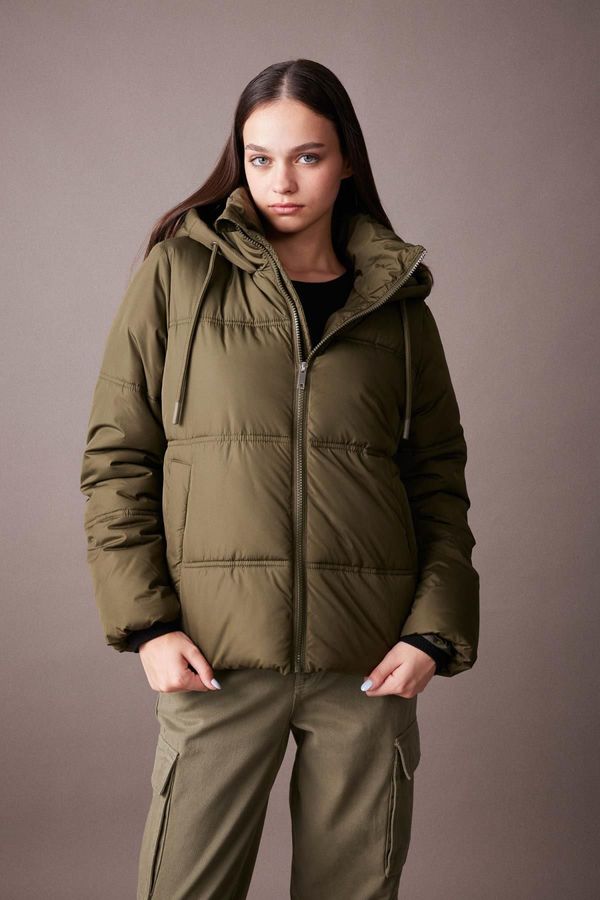 DEFACTO DEFACTO Waterproof Hooded Faux Fur Puffer Puffer Jacket