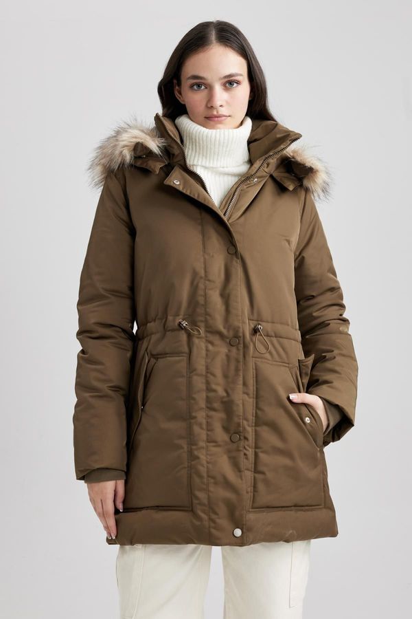 DEFACTO DEFACTO Waterproof Relax Fit Hooded Faux Für Coat Parka