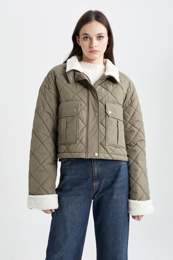 DEFACTO DEFACTO Waterproof Relax Fit Quilted Faux Fur Jacket Coat