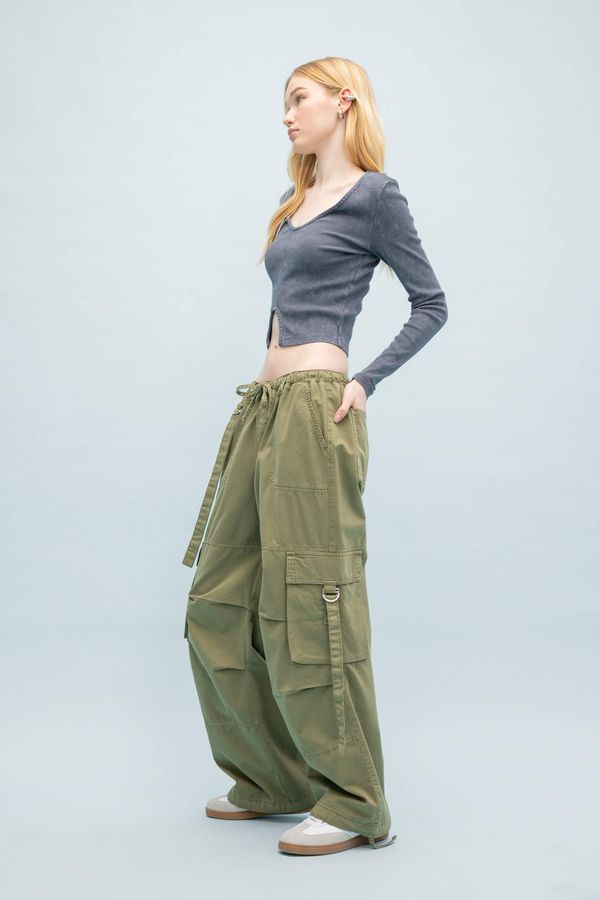 DEFACTO DEFACTO Wide Leg Cargo Gabardine Trousers