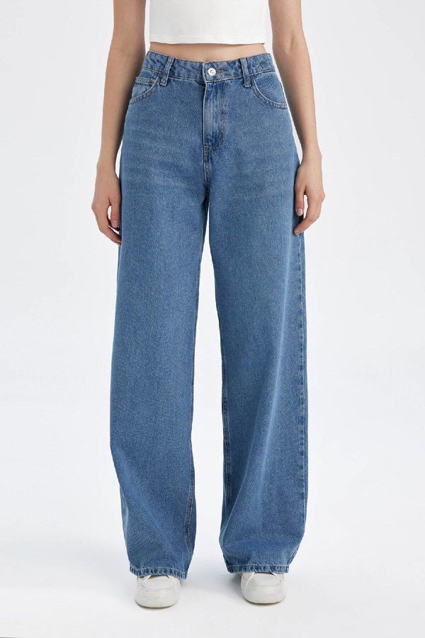 DEFACTO DEFACTO Wide Leg High Waist Long Jean Washed Trousers