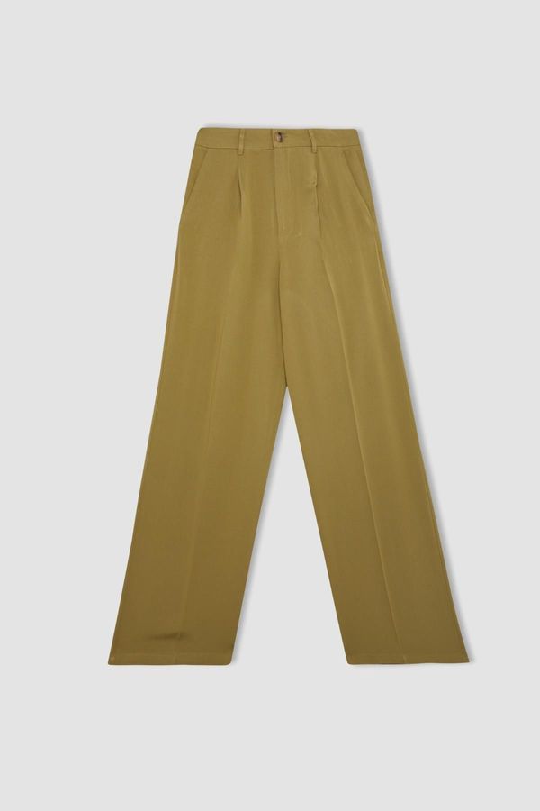 DEFACTO DEFACTO Wide Leg Pocket High Waist Wide Leg Collared Linen Blended Trousers