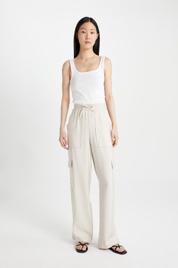 DEFACTO DEFACTO Wide Leg Pocket High Waist Wide Leg Long Length Trousers