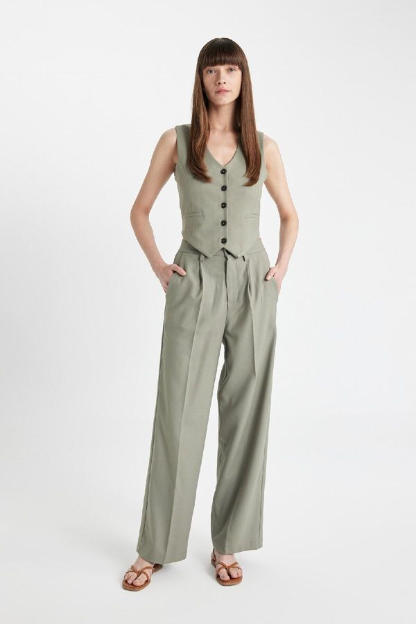 DEFACTO DEFACTO Wide Leg Pocket High Waist Wide Leg Trousers