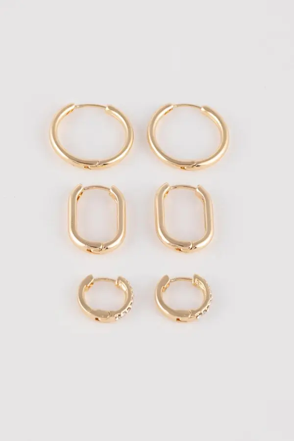 DEFACTO DEFACTO Woman's 3-Piece Gold Earring