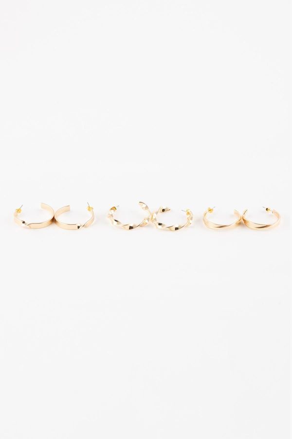 DEFACTO DEFACTO Woman's 3-Piece Ring Gold Earrings