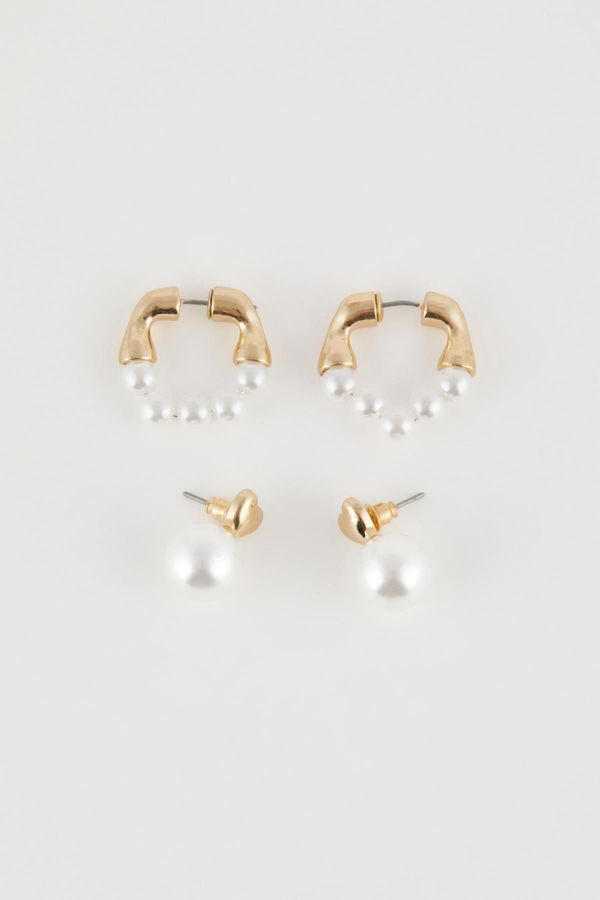 DEFACTO DEFACTO Women's 2-Piece Pearl Detailed Earrings