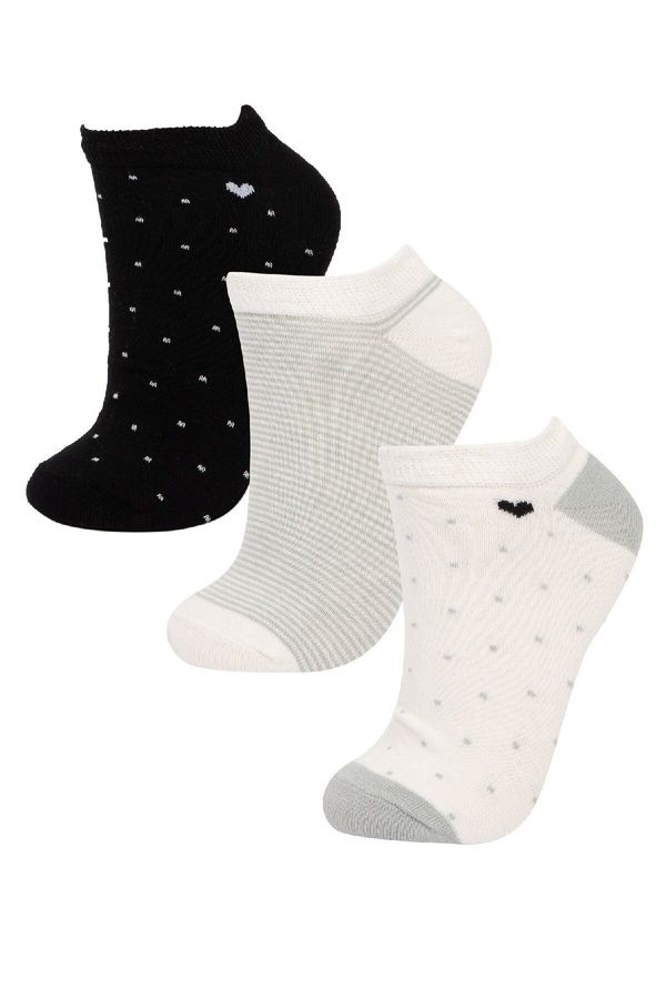 DEFACTO DEFACTO Women's 3-Piece Cotton Booties Socks