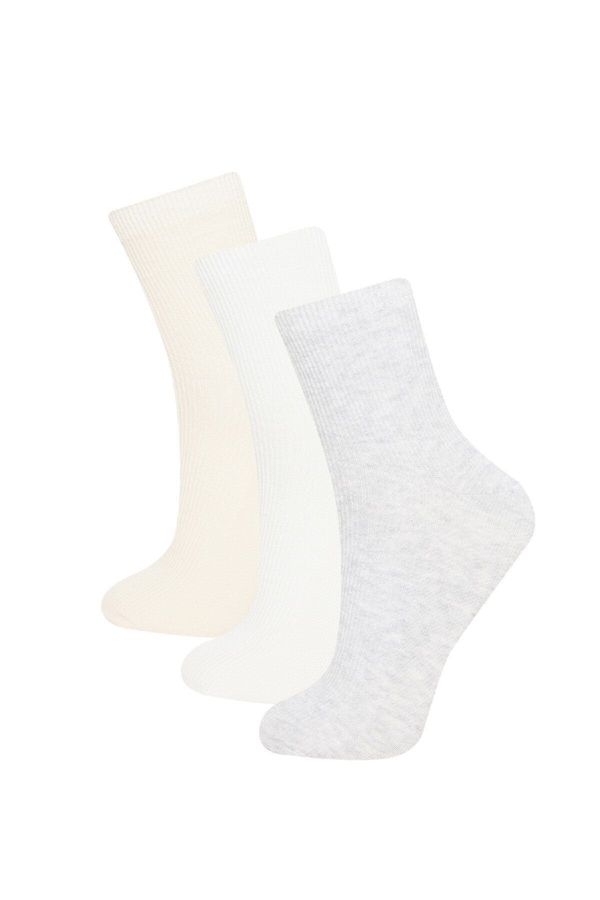 DEFACTO DEFACTO Women's Comfortable Elastic 3-Pack Cotton Ankle Socks